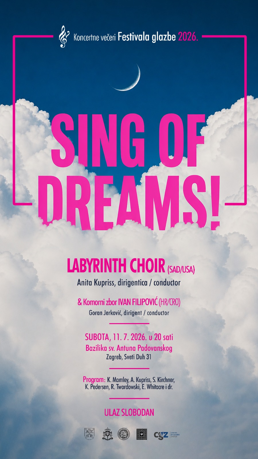 Plakat — Koncertne večeri Festivala glazbe 2026. – Sing of Dreams
